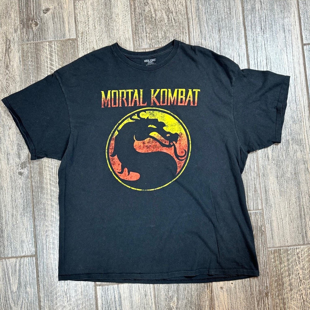 Mortal Kombat Klassic Black Graphic Print T Shirt 2XL Mens‎ Warner Bros